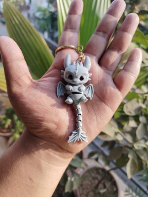 Flexi Grey Light Fury Dragon Keychain