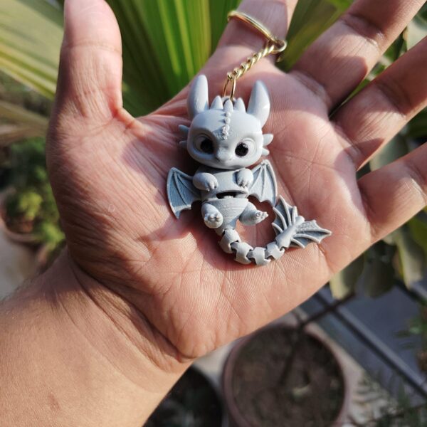 Flexi Grey Light Fury Dragon Keychain