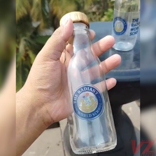 Elite Custom Printed Glass Bottle with Wooden Cap( Pack of 10 Bottles ) – Premium Corporate Gifting Edition