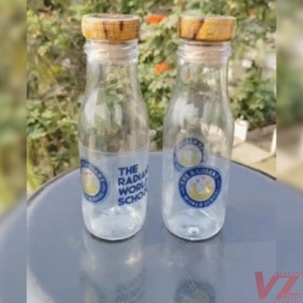 Elite Custom Printed Glass Bottle with Wooden Cap( Pack of 10 Bottles ) – Premium Corporate Gifting Edition